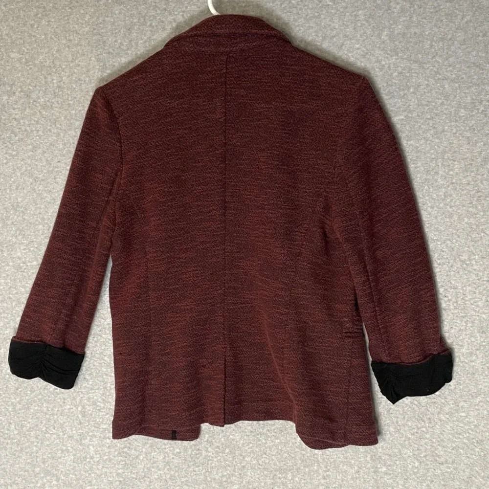 Skies Are Blue‎ Burgundy Blazer Jacket Womens Size S Open Front Business Casual